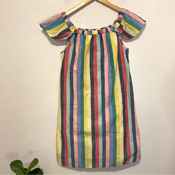J. Crew Factory Dresses & Skirts - J. Crew Factory Striped Colorful Off The Shoulder Cotton Dress 4